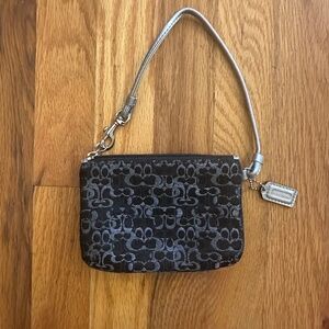 Coach Signature Jacquard Black Mini Wristlet